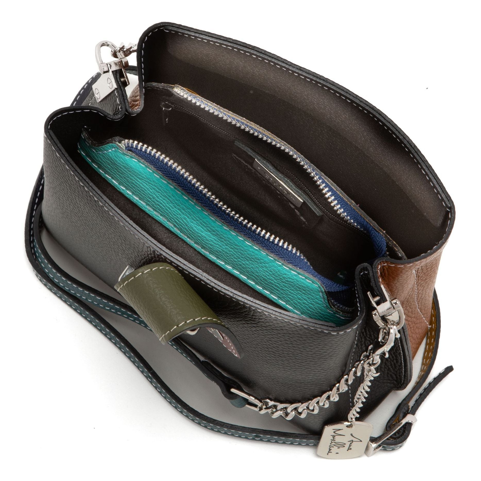 Anna Morellini - Sac à bandoulière Ciosa - 100% cuir - noir et marron