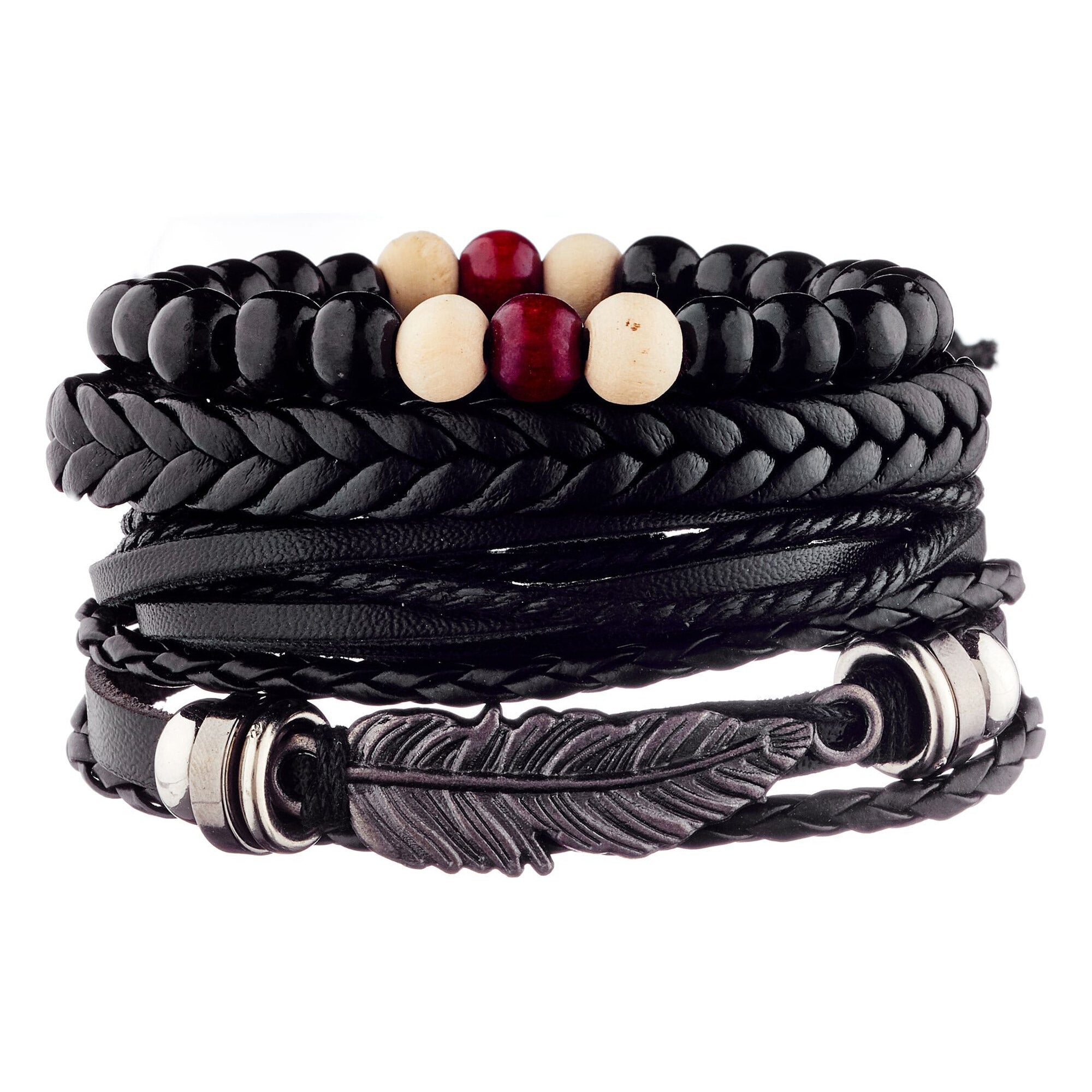 Bracelet manchette Jussieu - cuir - noir