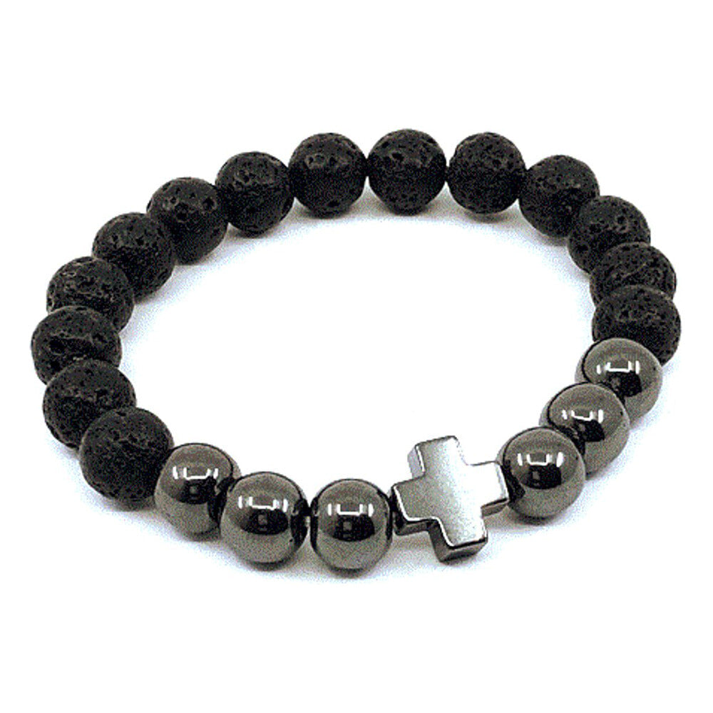 Bracelet Bastille - pierres volcaniques - hématites - noir