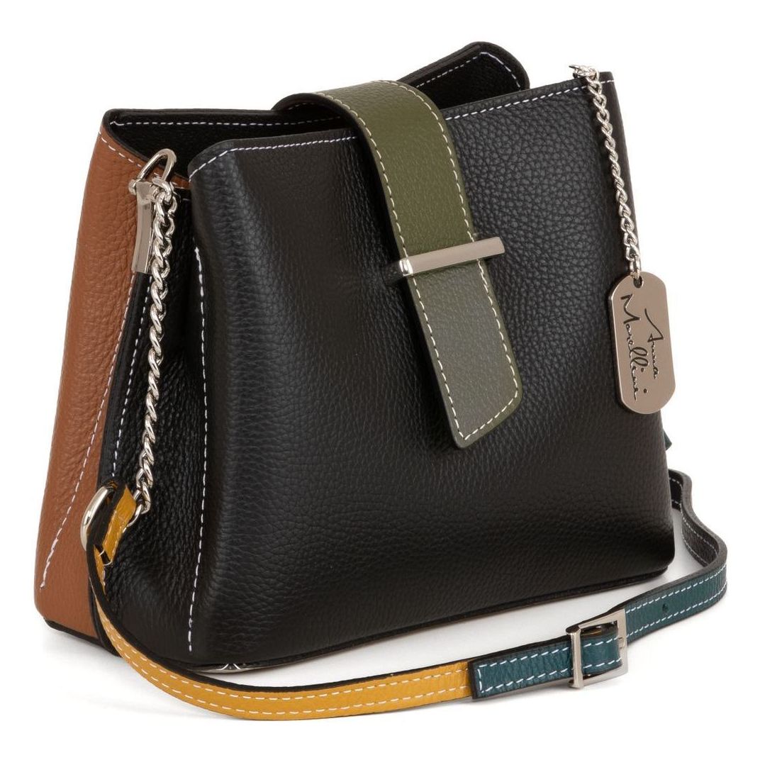 Anna Morellini - Sac à bandoulière Ciosa - 100% cuir - noir et marron