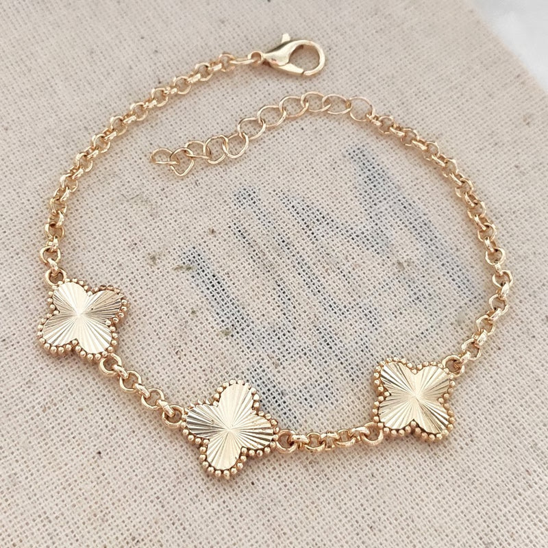 ATELIER MIU Bracelet trèfle - Laiton plaqué or