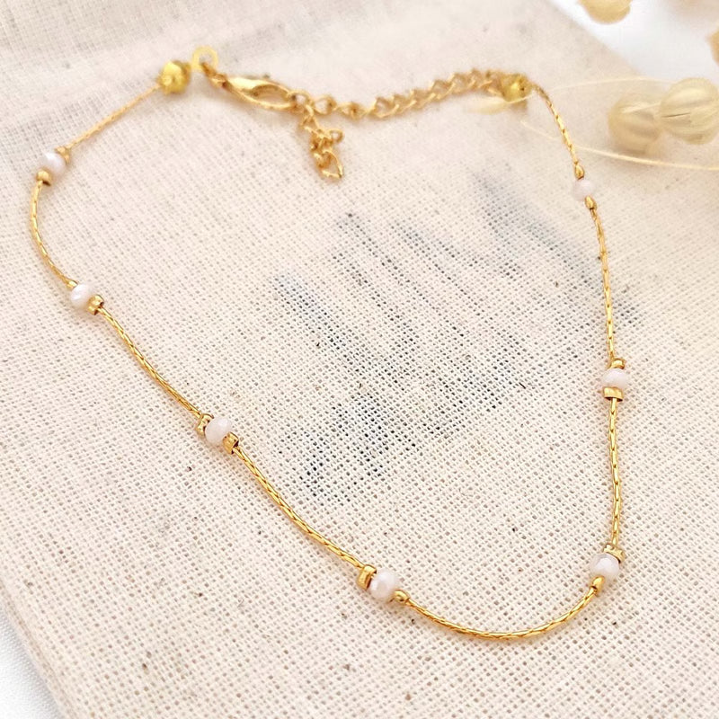 ATELIER MIU Bracelet de cheville avec perles - Laiton plaqué or