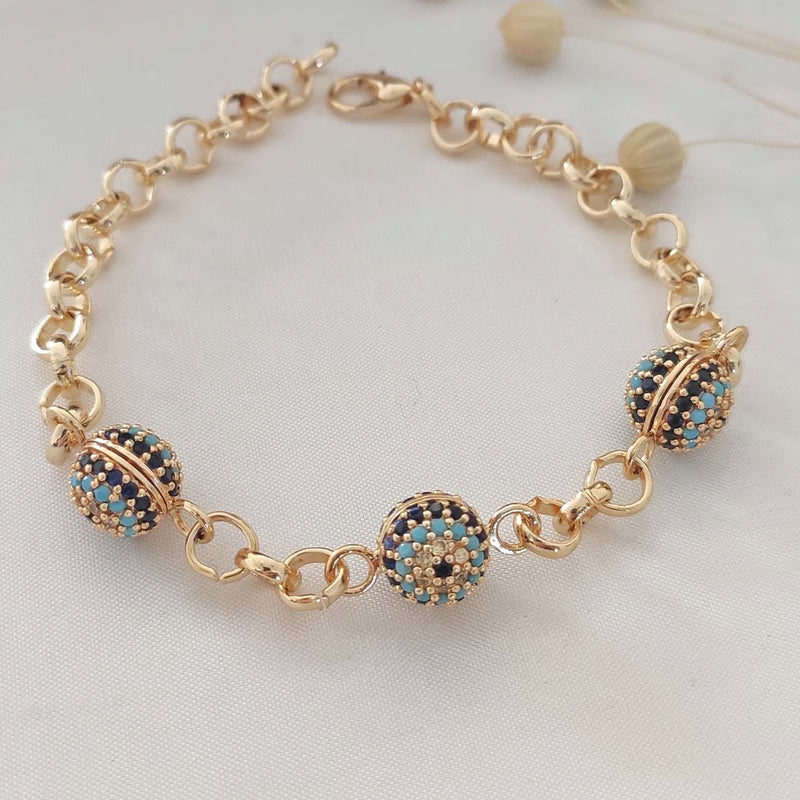 ATELIER MIU Bracelet en chaine - Laiton plaqué or & zircons