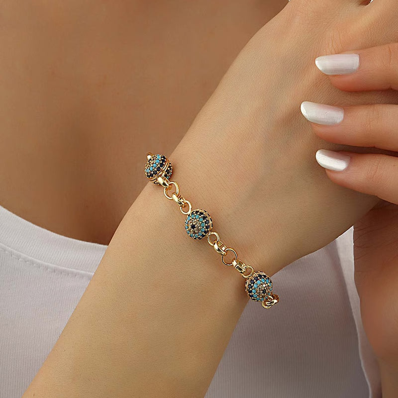 ATELIER MIU Bracelet en chaine - Laiton plaqué or & zircons
