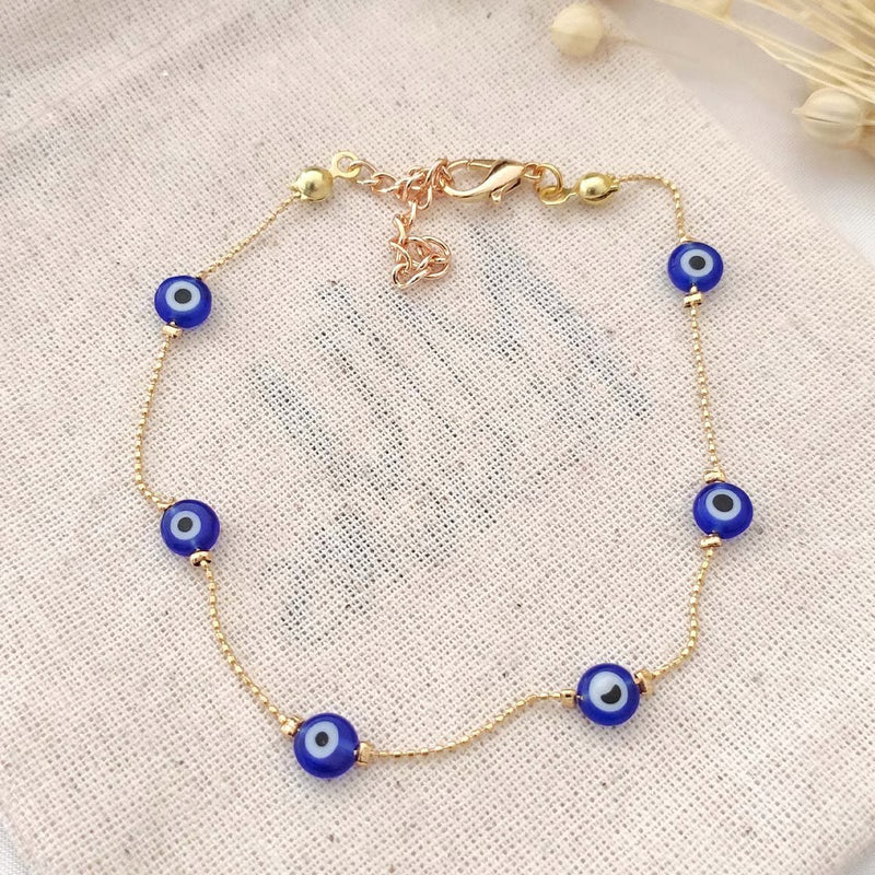 ATELIER MIU Bracelet de cheville avec perles œil - Laiton plaqué or