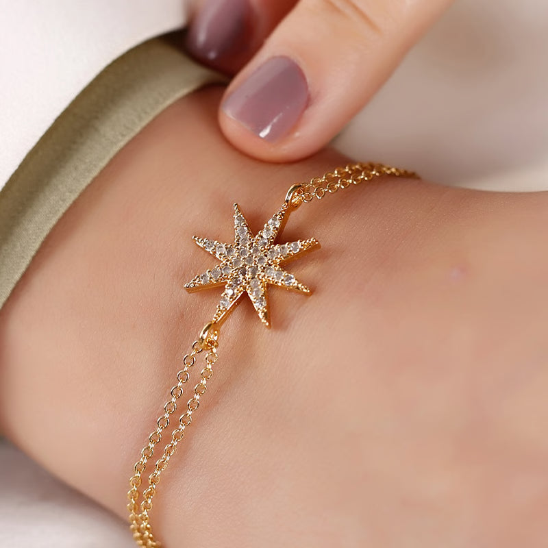 ATELIER MIU Bracelet - Laiton plaqué or & zircons