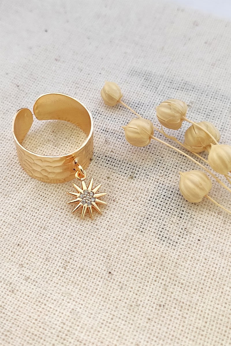 ATELIER MIU Manchette en laiton plaqué or jaune - Zircons