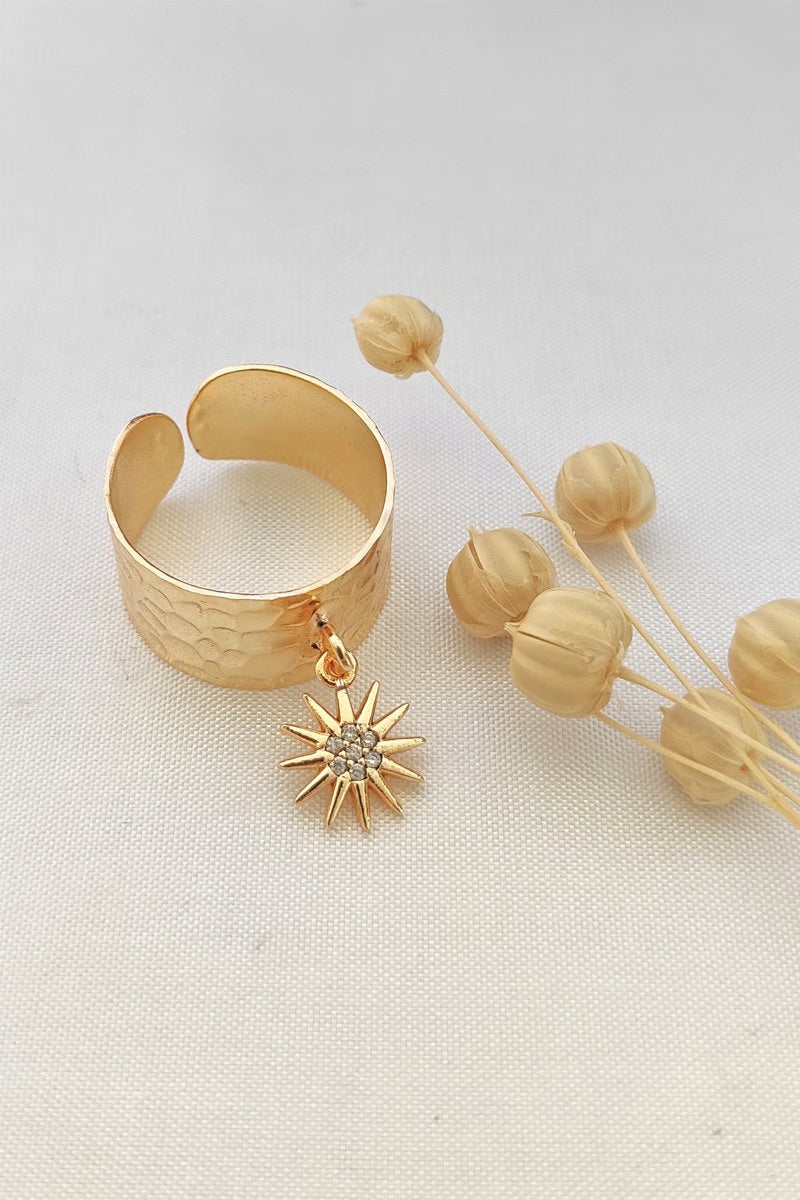 ATELIER MIU Manchette en laiton plaqué or jaune - Zircons