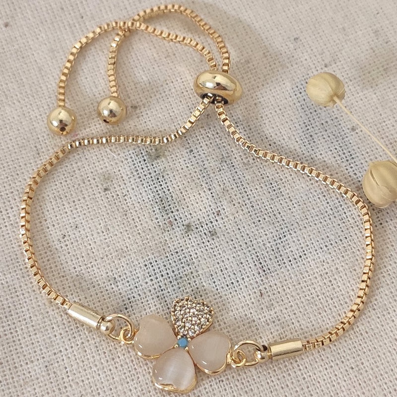 ATELIER MIU Bracelet - Laiton plaqué or & zirconiums