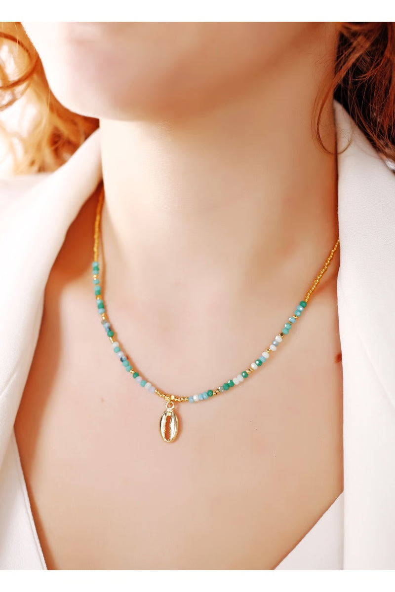 ATELIER MIU Collier Turquoise et doré