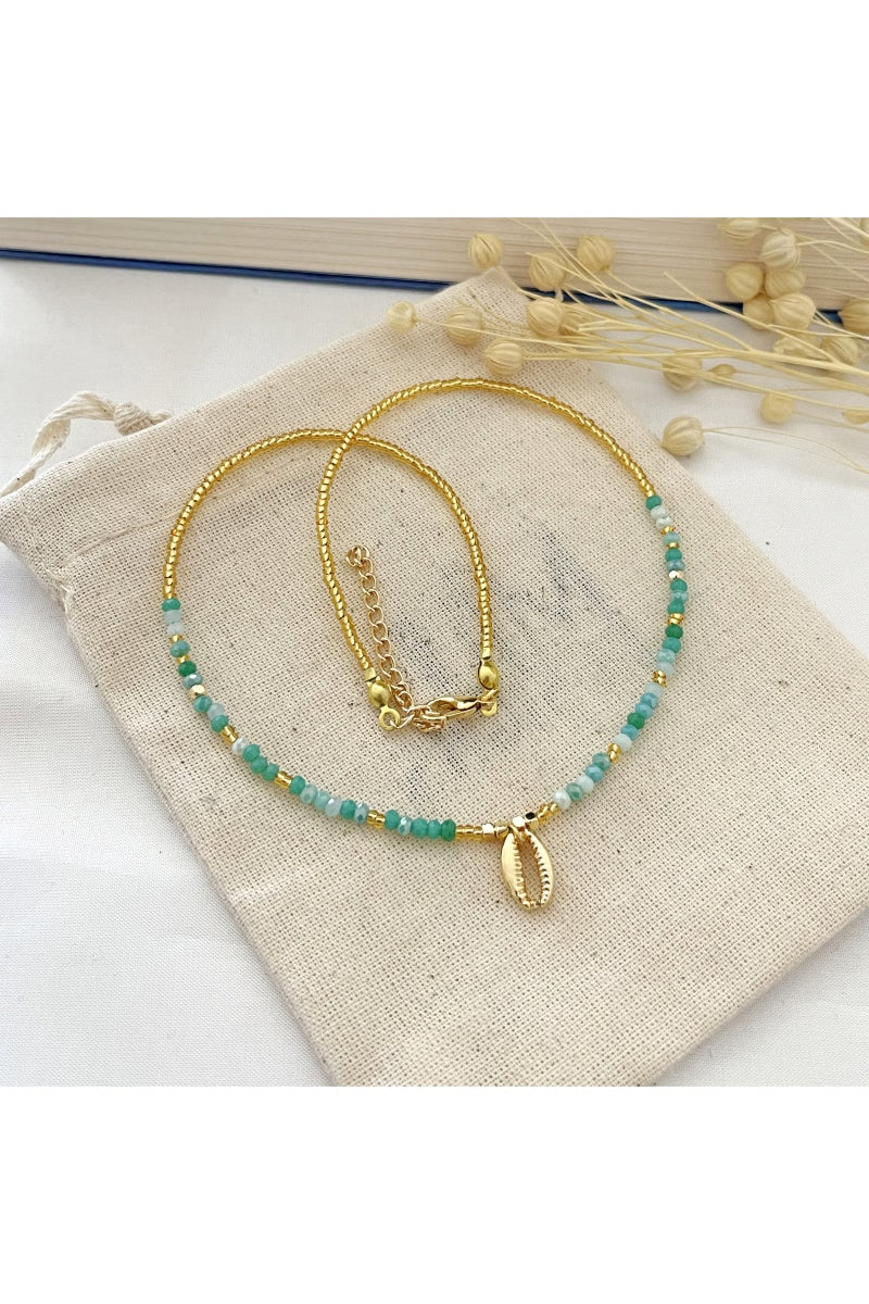 ATELIER MIU Collier Turquoise et doré