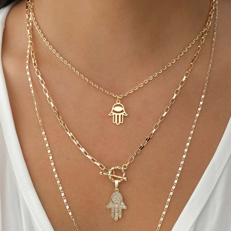 ATELIER MIU Collier multiple - Laiton plaqué or & zircons