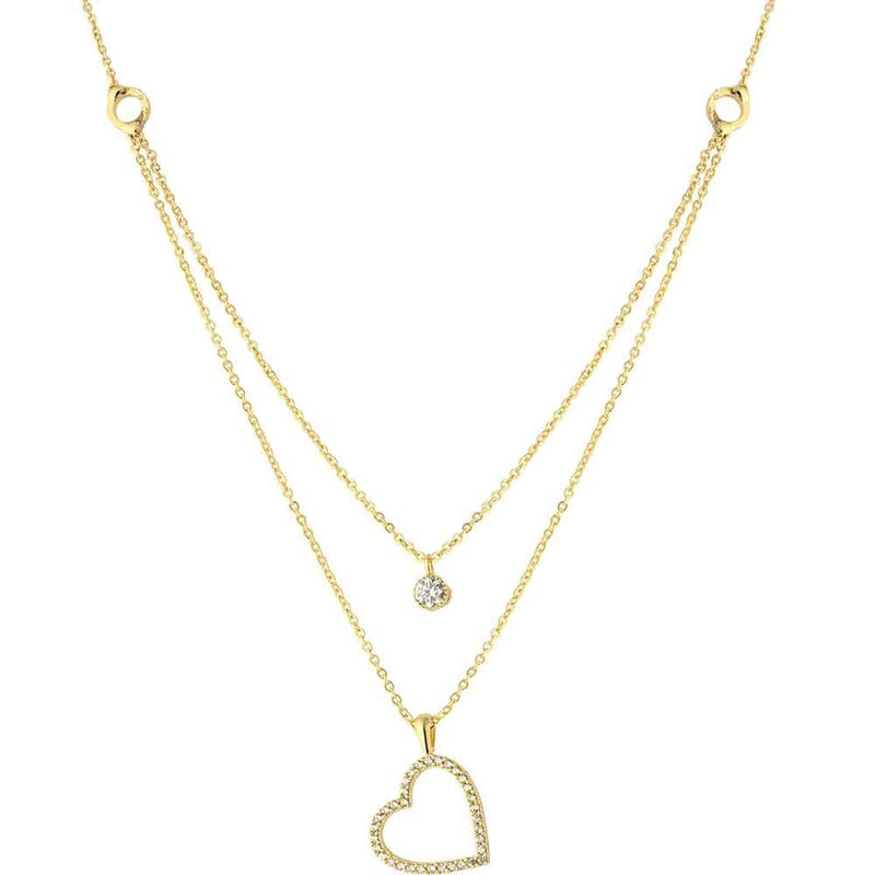 ATELIER MIU Collier coeur - Laiton plaqué or & zircons