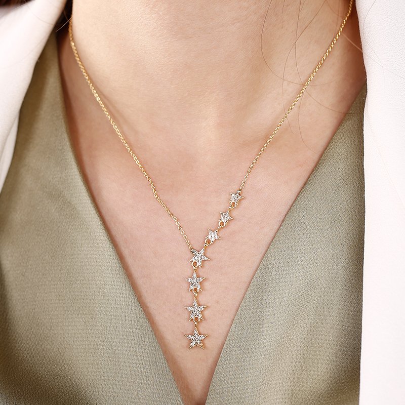 ATELIER MIU Collier étoile filante - Laiton plaqué or & zircons