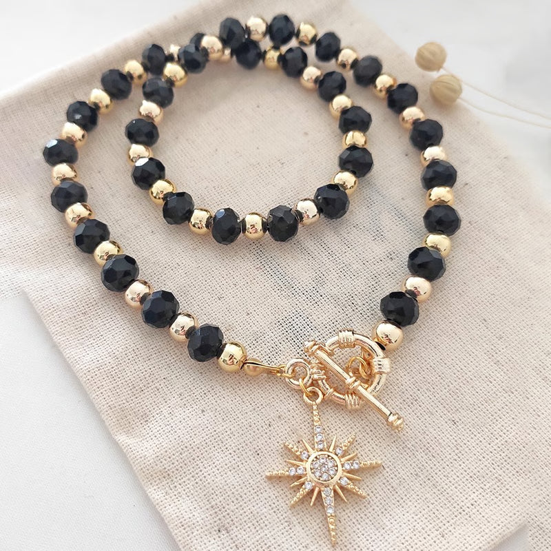 ATELIER MIU Collier étoile - Laiton plaqué or, cristaux & zircons