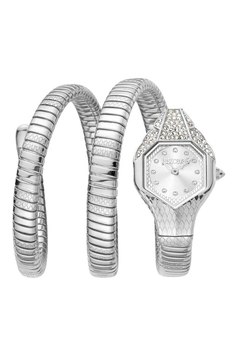 JUST CAVALLI Montre à quartz en acier et cristaux tchèques - Argenté