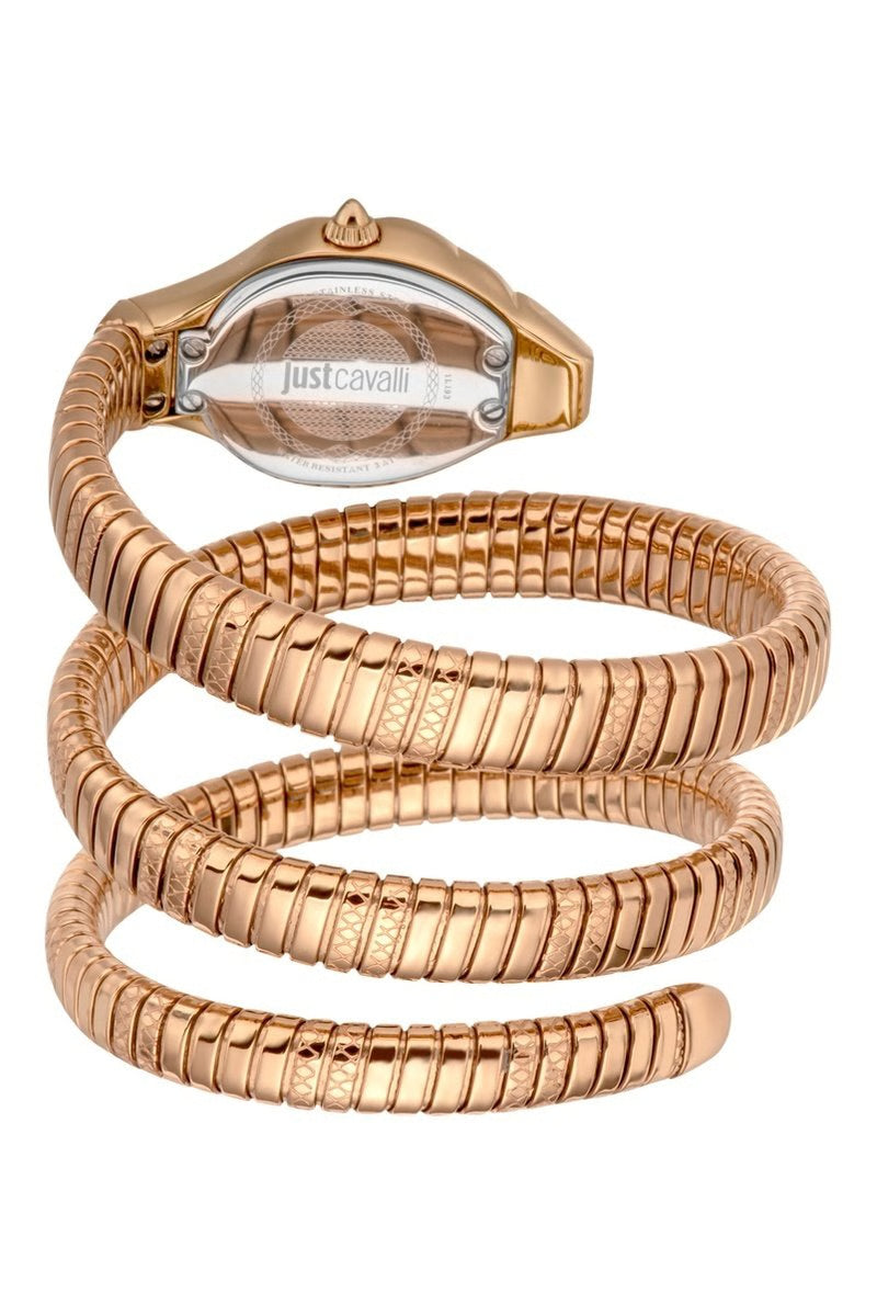 JUST CAVALLI Montre à quartz en acier et cristaux tchèques - Doré rose et argenté