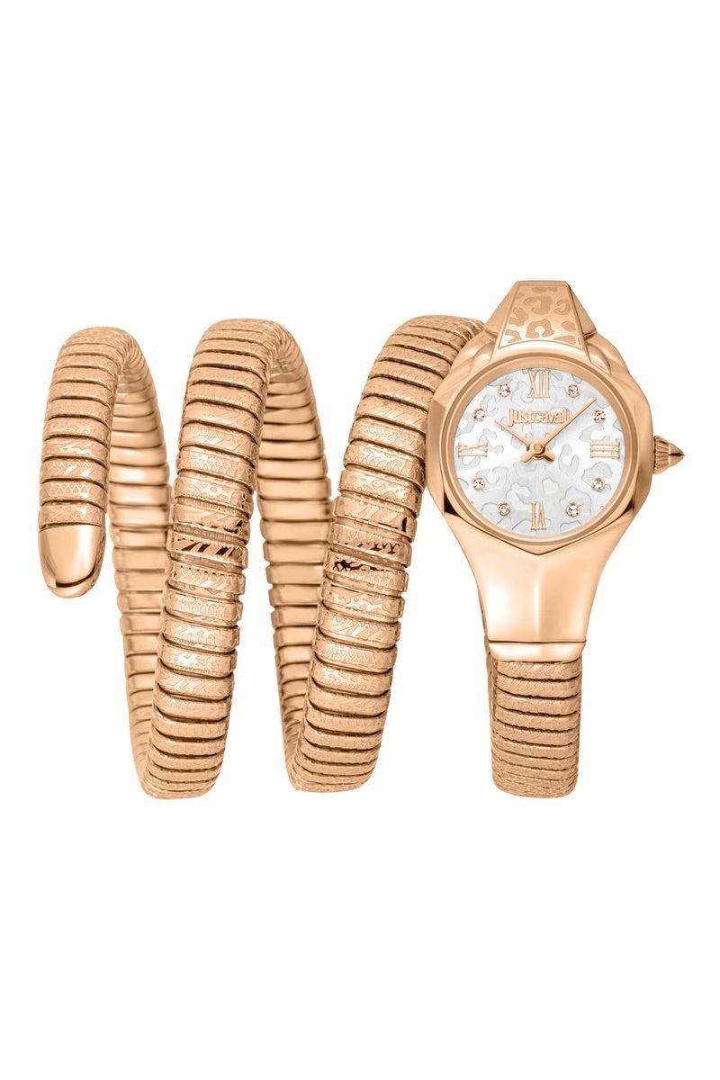 JUST CAVALLI Montre à quartz en acier et cristaux tchèques - Doré rose et argenté