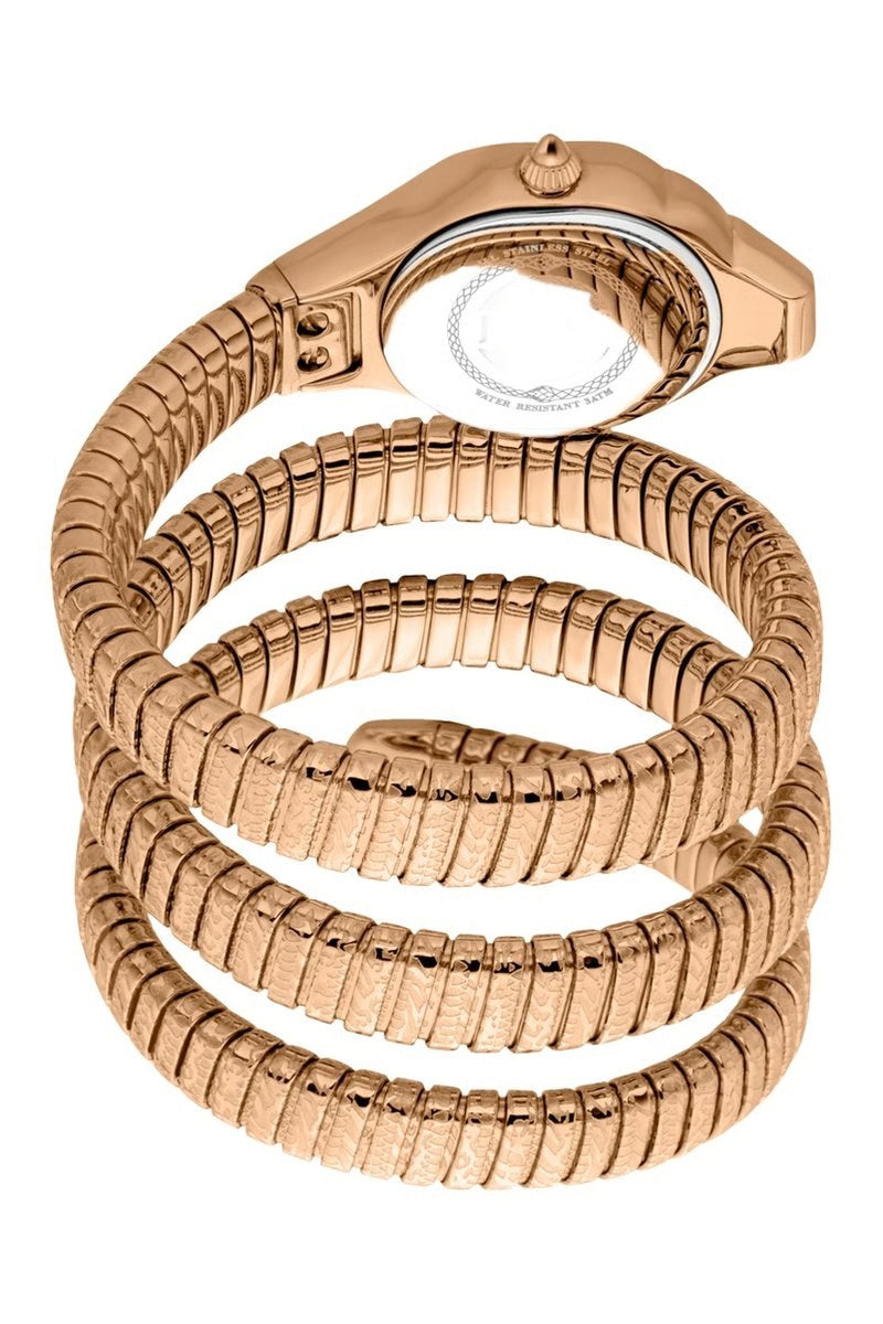 JUST CAVALLI Montre à quartz en acier et cristaux tchèques - Doré rose et argenté