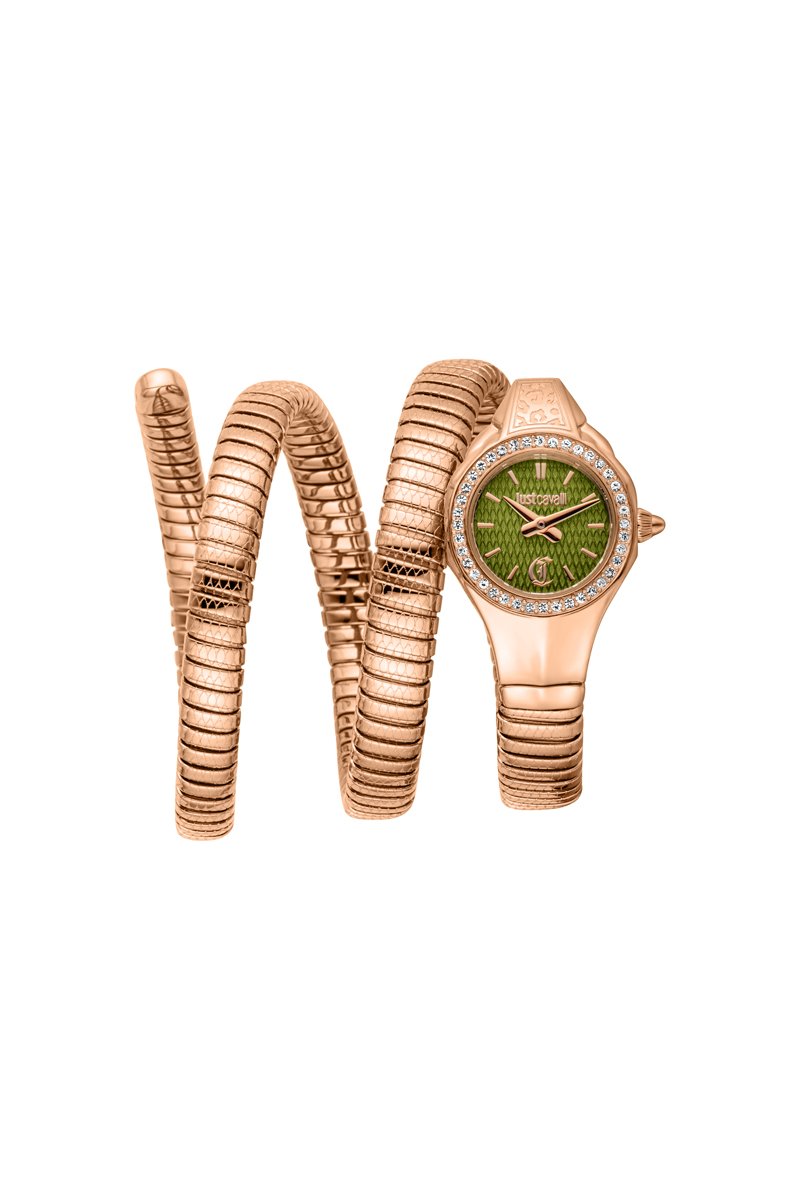 JUST CAVALLI Montre à quartz en acier et cristaux tchèques Vita - Doré rose et vert