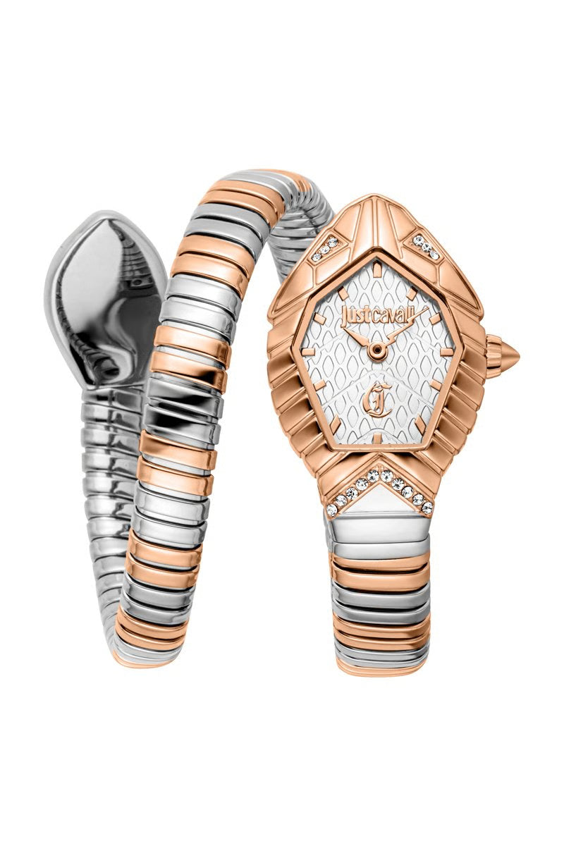 JUST CAVALLI Montre à quartz en acier et cristaux tchèques Speranza - Argenté et doré rosé