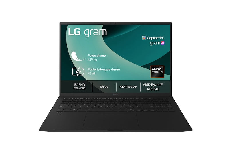 LG gram 15" | Windows 11 Home | AMD RyzenTM AI 5 340 | 16Go | 512Go